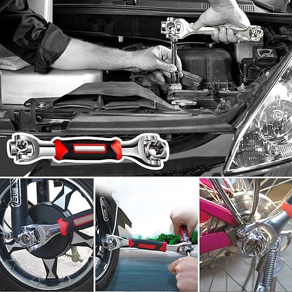 Llave Multifuncional 52 en 1, Llave Universal con Cabezal Giratorio de 360 Grados, Adecuada para Reparación de Automóviles en el Hogar
