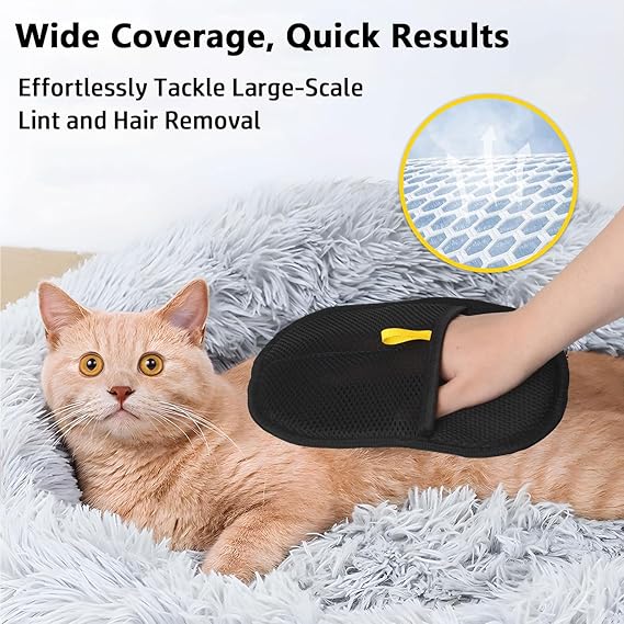 Guantes depiladores de mascotas 2PCS, guantes electrostáticos para depilación de mascotas, reutilizables de doble cara, aptos para gatos y perros que desengan pelo, baños, aseo, sofá, muebles, moqueta, ropa, asiento de coche
