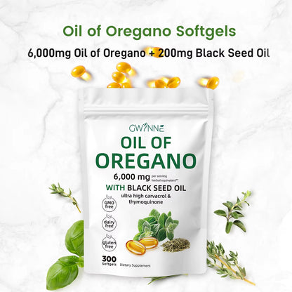 Soft Capsules Oregano Oil 6000Mg + Cimicifuga Racemosa 200Mg Extract 20:1 Concentrated Seasonal Immune Support 120 Capsules