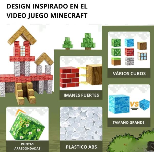 Cubos Magnéticos Minecraft - 96 Piezas