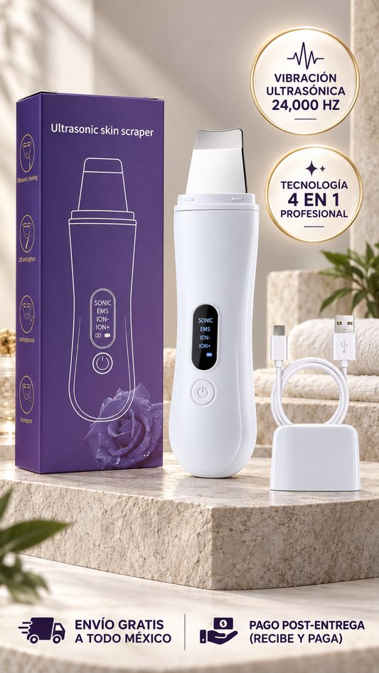 Limpiador Facial Ultrasónico 4 en 1: Poros Limpios y Libres de Impurezas sin Lastimar su Piel