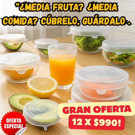 SealFlex™: 12 Tapas de silicona reutilizables que sellan frescura en segundos 🍓🥑♻️