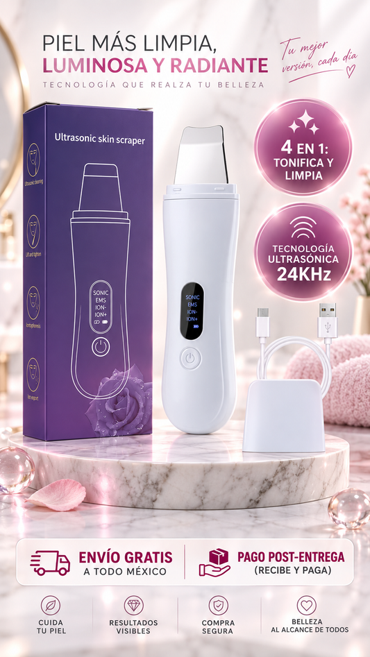 Limpiador Facial Ultrasónico 4 en 1 – Logre un rostro firme y radiante desde su hogar