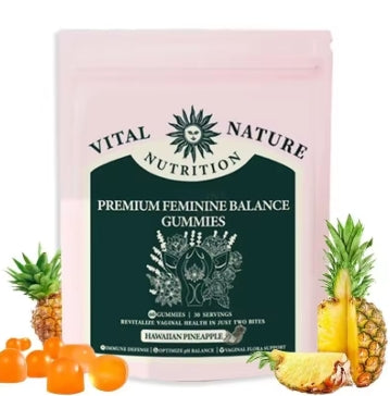 Gomitas de equilibrio femeninas premium - Gomitas de piña hawaiana para mujeres Delicioso equilibrio de PH y soporte inmunológico - 60 unidades