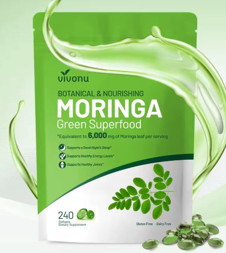 Cápsulas de Moringa - Polvo Puro de Moringa Superalimento para el metabolismo, energía, salud de la piel, inmunidad y salud intestinal. Rico en antioxidantes, fomenta el sueño.