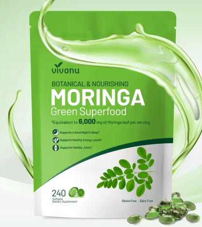 Cápsulas de Moringa - Polvo Puro de Moringa Superalimento para el metabolismo, energía, salud de la piel, inmunidad y salud intestinal. Rico en antioxidantes, fomenta el sueño.