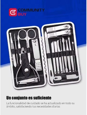 Kit de manicura y pedicura profesional, 19 piezas.
