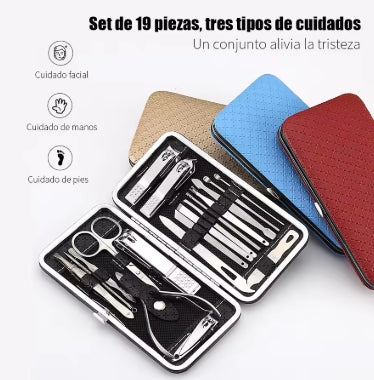 Kit de manicura y pedicura profesional, 19 piezas.