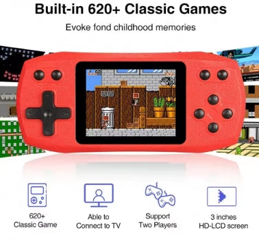 Consola de videojuegos retro de 3.0 pulgadas tiene 620 juegos clásicos incorporados
