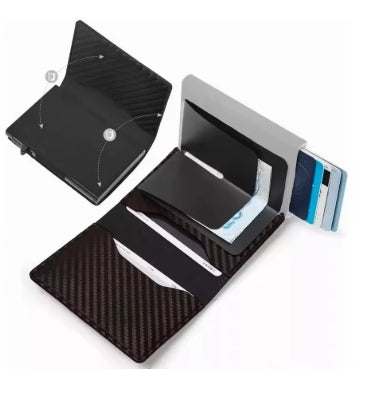 Billetera de fibra de carbono RFID para hombres, billetera antirrobo con tarjeta crédito, clip tarjeta ultradelgada lujo