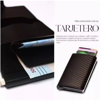 Billetera de fibra de carbono RFID para hombres, billetera antirrobo con tarjeta crédito, clip tarjeta ultradelgada lujo