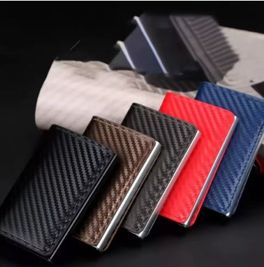 Billetera de fibra de carbono RFID para hombres, billetera antirrobo con tarjeta crédito, clip tarjeta ultradelgada lujo