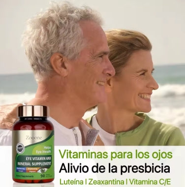 Suplemento Vision+ con luteína y zeaxantina | Protege la retina y reduce la fatiga visual | Potente Antioxidante con Vitaminas C+E + Zinc | Neutraliza los efectos de luz azul | 60 cápsulas vegetales para una salud ocular integral