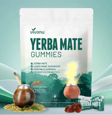 Gomitas de yerba mate probióticas Vivonu: ricas en multivitaminas, suplemento esencial para viajes saludables, 60 cápsulas, 2 años de vida útil, gomitas naturales caseras para la salud intestinal,