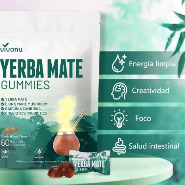 Gomitas de yerba mate probióticas Vivonu: ricas en multivitaminas, suplemento esencial para viajes saludables, 60 cápsulas, 2 años de vida útil, gomitas naturales caseras para la salud intestinal,