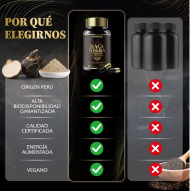 Windboss Maca Negramaca + Extracto de Pimienta Negra | Apoya la vitalidad y el bienestar | Contribuye a la energía diaria | 60 Cápsulas