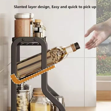 Organizador de estante de 3 niveles, estante de cocina, organizador de encimera para baño, tocador de cocina, 1 pieza Estante de 3 niveles en ángulo para especias, organizador de cocina para botellas de condimentos