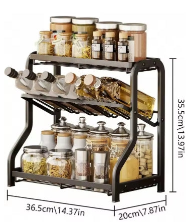 Organizador de estante de 3 niveles, estante de cocina, organizador de encimera para baño, tocador de cocina, 1 pieza Estante de 3 niveles en ángulo para especias, organizador de cocina para botellas de condimentos