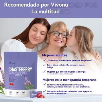 Vivonu Vitex Suplemento de Azazaña para Mujer, Extracto de Sauza 1000 mg, contiene semillas de uva, coenzima Q10 vitamina B12 y otros productos para el equilibrio hormonal para aliviar los calambres menstruales