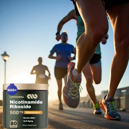 NAD+Suplemento - Nicotinamida Liposomal Nucleosuro 900mg Resveratrol Quercetin - Utilizado para Antienvejecimiento, Energía, Enfoque -80 cápsulas