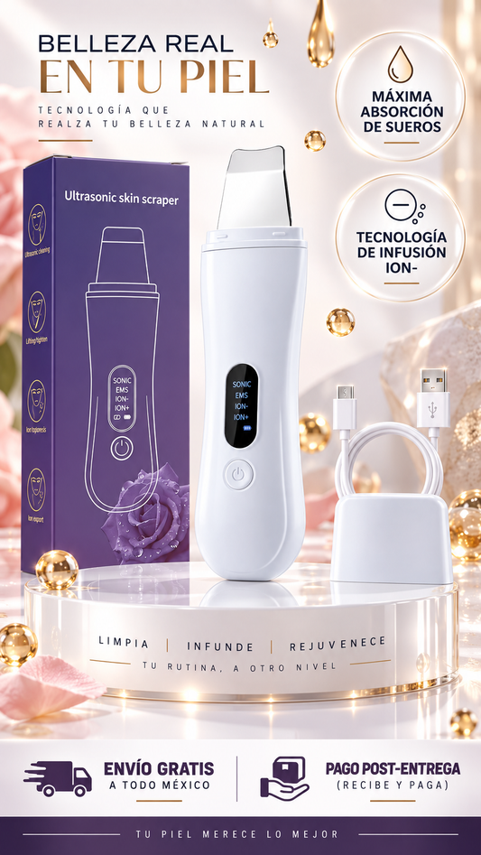 Limpiador Facial Ultrasónico 4 en 1 – Potencie al máximo la absorción de sus sueros favoritos