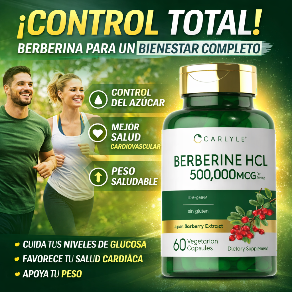 Suplemento de Berberina HCL- mantener niveles saludables de glucosa y colesterol