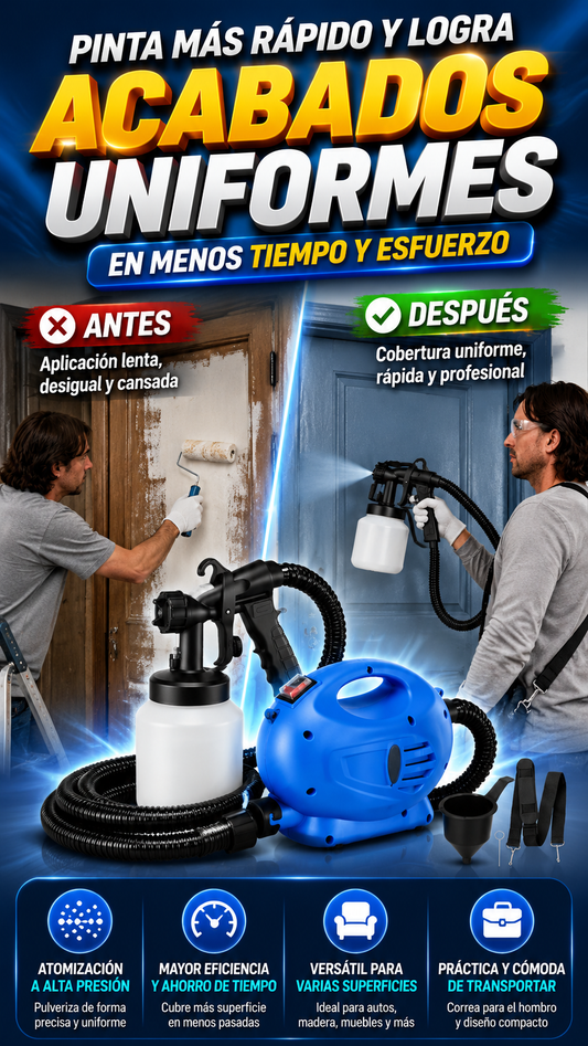 Pistola Pulverizadora Eléctrica de Alta Presión — Pinta superficies con mayor uniformidad