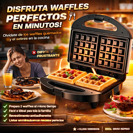 waflera eléctrica -diseñada para preparar dos waffles a la vez