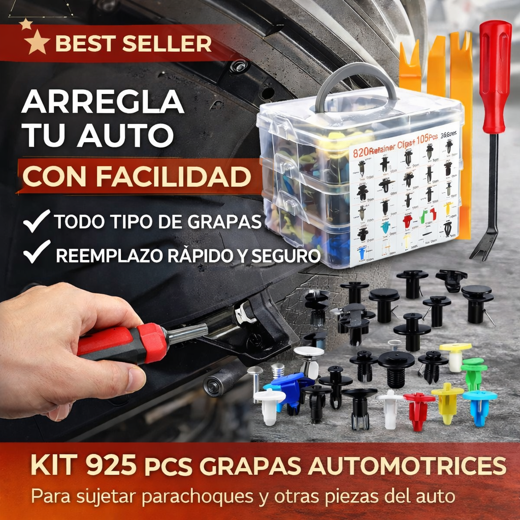 Kit 925 pcs Grapas Automotrices Parachoques