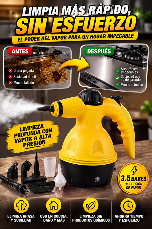Limpiador a Vapor Portátil — Afloja suciedad con menos esfuerzo