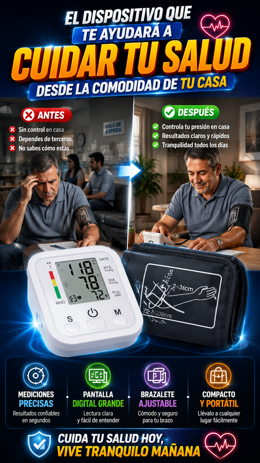 Monitor Digital de Presión Arterial para Brazo — Facilita el seguimiento desde casa