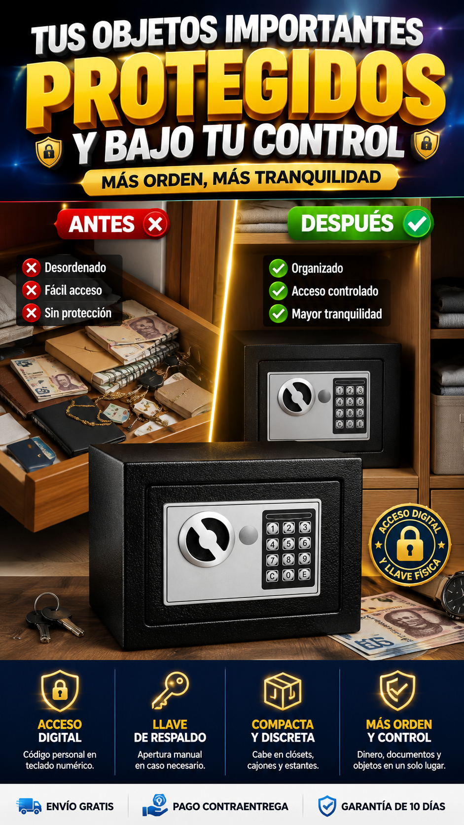 Caja Fuerte Electrónica Digital — Protege y organiza tus objetos importantes
