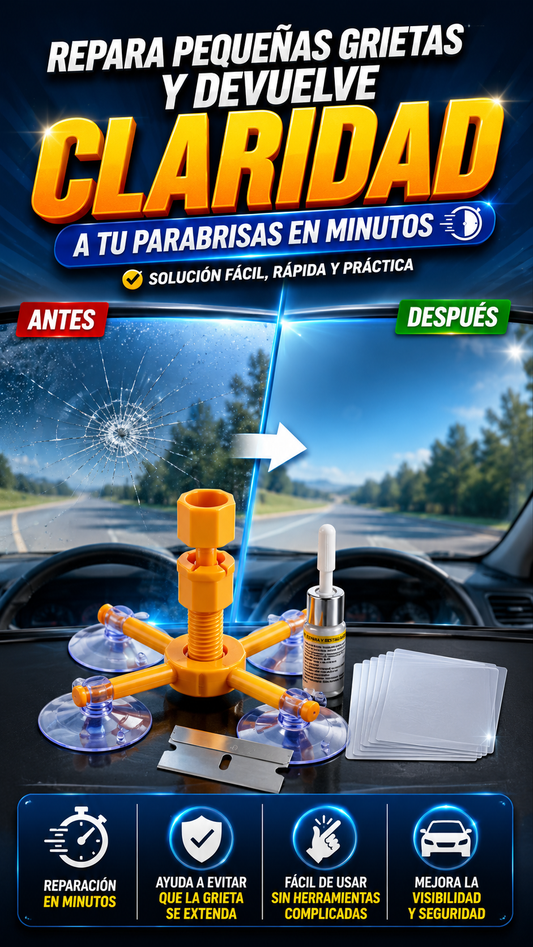 Kit Reparador de Parabrisas — Repara pequeñas grietas fácilmente
