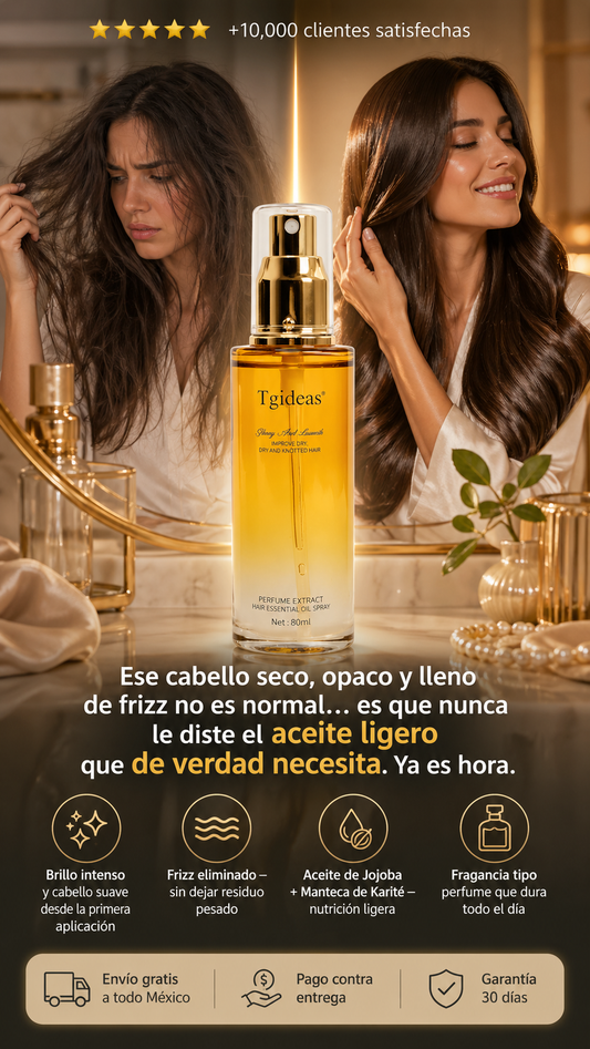 Tgideas Hair Oil Spray - Leave-in Hair Conditioning Oil with Jojoba Oil and Shea Butter -Clear Hair Oil Spray , Styling and Moisturizing- for Women & Men