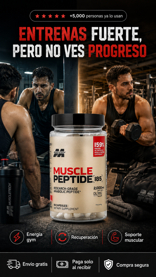 MuscleTech Peptide DL-185 (DL-185 Dileucina 2000 mg) – Cápsulas de soporte para entrenamiento y rendimiento muscular