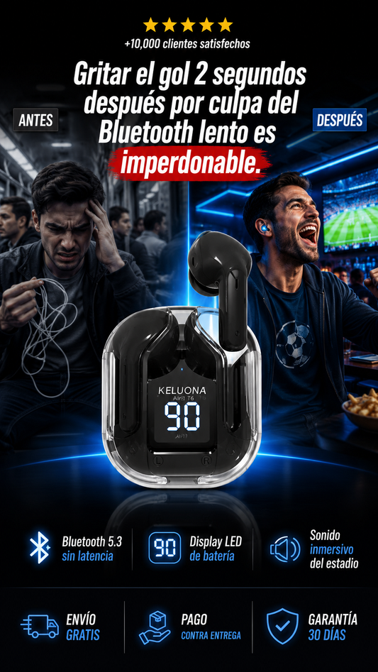 Auriculares bluetooth 53 in ear gamer inalámbricos keluona audífonos air31 t6 color negro con luz led