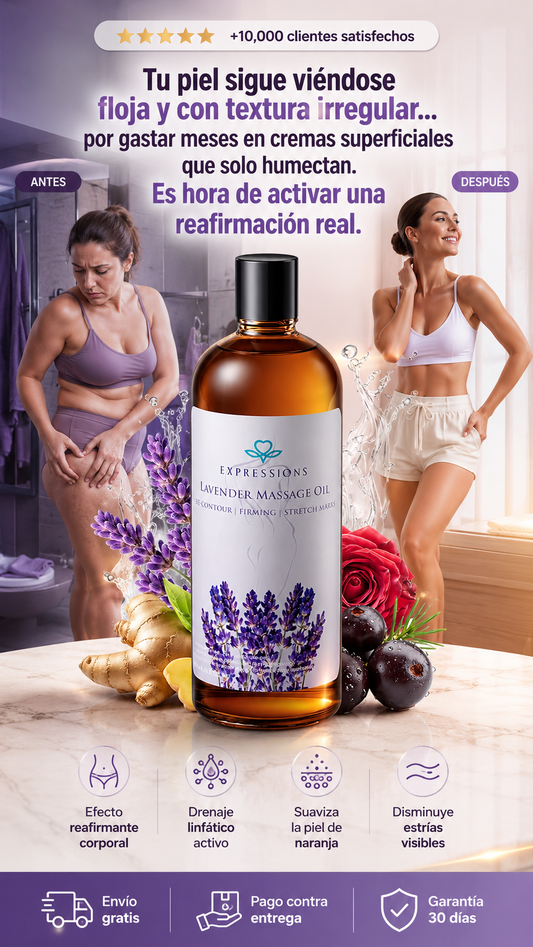 Aceite de masaje anticelulítico para terapia de masaje, aceite reafirmante corporal para aliviar dolores musculares con lavanda, jengibre y pomelo para drenaje linfático y relajación