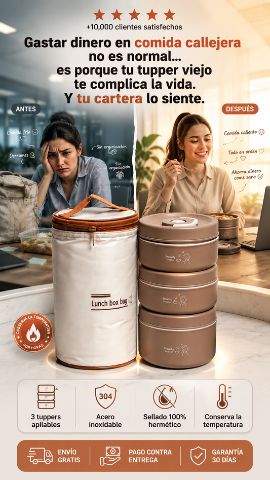 Lonchera Térmica con 3 Tupper Viral — Lunch Box Set