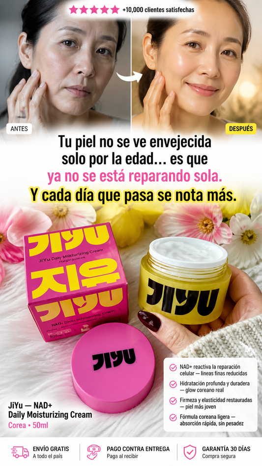 JiYu NAD+ Hidratante Facial – Crema Coreana Antienvejecimiento para Piel Radiante, Firme y Suave – Crema Hidratante y Brillante Diaria para Mujeres y Hombres, Todos los Tipos de Piel – 50 ml