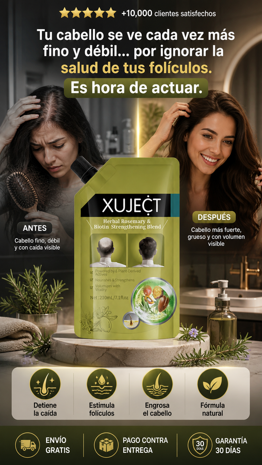 Xuyect – Champú para el crecimiento del cabello de romero con biotina, fórmula fortalecedora y voluminizadora para un cabello de aspecto más completo, 7.1 onzas líquidas