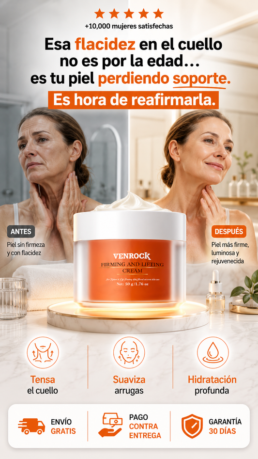 VENROCK - Crema de cuello para líneas del cuello y piel crepey, crema reafirmante y levantadora con niacinamida y arginina, hidratante iluminadora de cuello y escote para piel seca y flácida, 1.76 onzas líquidas