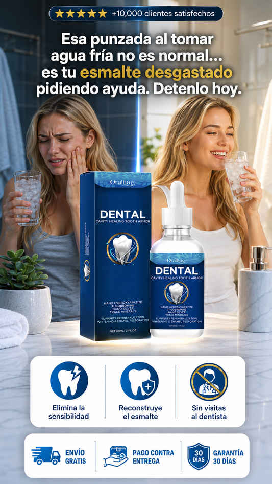 Oralhoc Dental — Cavity Healing Tooth Armor Suero dental líquido con Nano Hidroxiapatita, Triclodónico, Nano Silver y Macro Minerales.