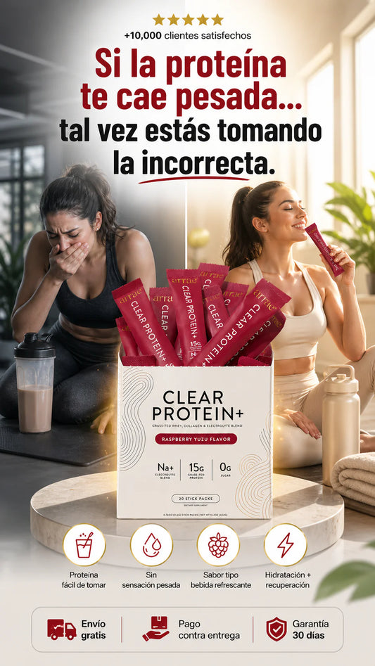 Arrae Clear Protein – Suplemento Proteico Natural, Textura Suave, Fácil de Mezclar, 14 Porciones, Fórmula Limpia con Electrolitos