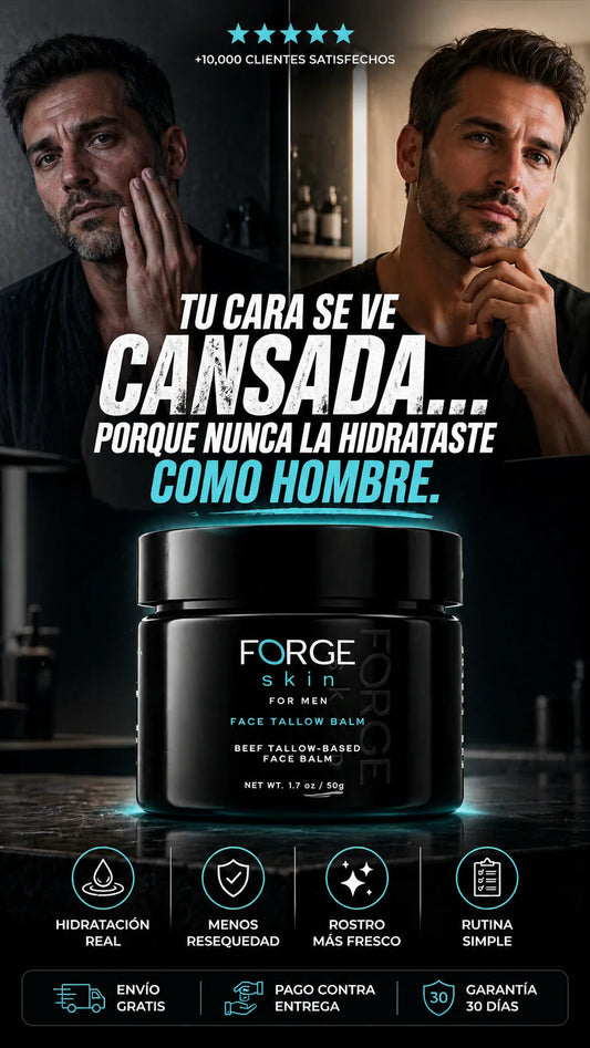 Forge Skin® Wrinkle Defense Beef Tallow Balm, un bálsamo facial antienvejecimiento diseñado específicamente para hombres
