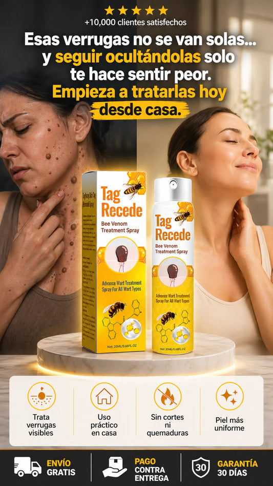 Tag Recede - Spray de veneno de abeja para mujeres y hombres (0.7 fl oz), removedor de verrugas de ácido salicílico, para eliminar y reparar todo el cuerpo