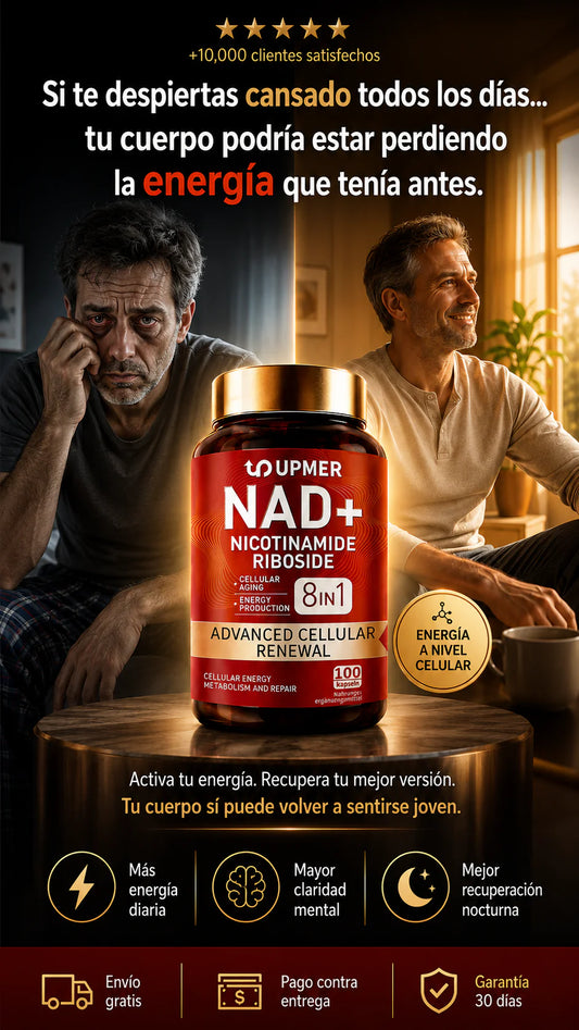 Suplemento UPMER NAD+ está diseñado para apoyar la energía celular y promover un envejecimiento saludable