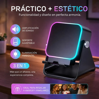 Altavoz Inalámbrico 5 en 1: Cargador de Celular, Soporte Magnético y Sonido por Inducción