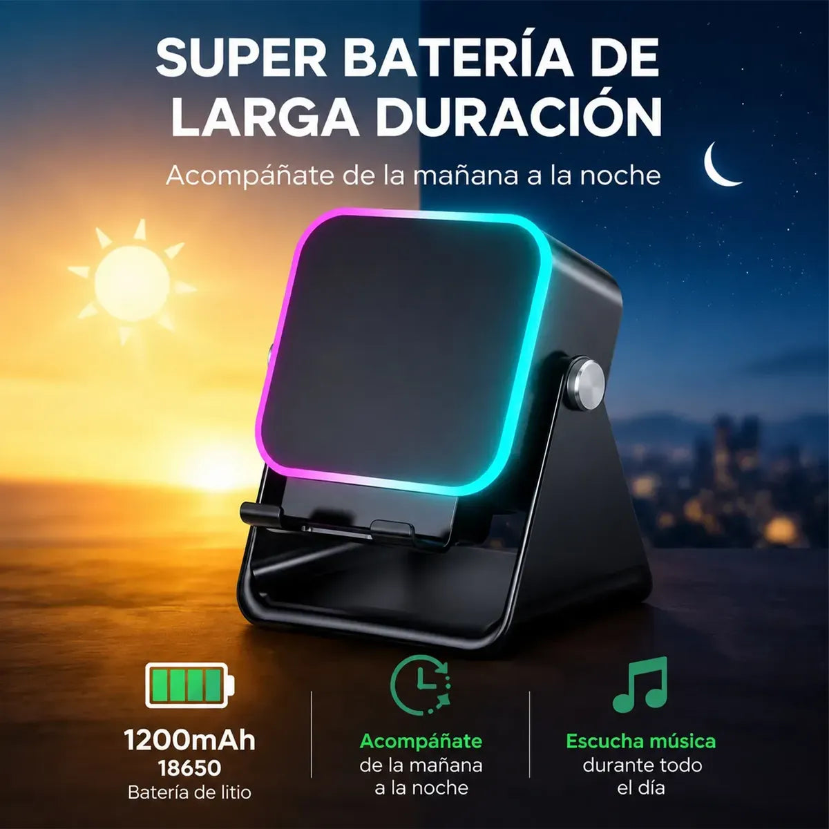 Altavoz Inalámbrico 5 en 1: Cargador de Celular, Soporte Magnético y Sonido por Inducción
