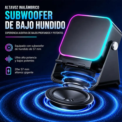Altavoz Inalámbrico 5 en 1: Cargador de Celular, Soporte Magnético y Sonido por Inducción