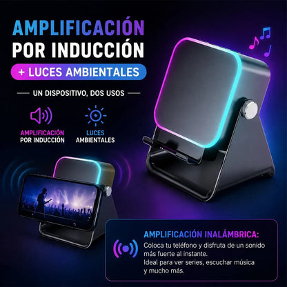 Altavoz Inalámbrico 5 en 1: Cargador de Celular, Soporte Magnético y Sonido por Inducción